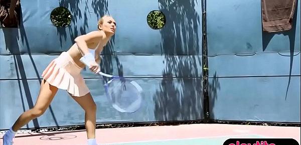  Sporty blonde gets fucked by her tennis instructor